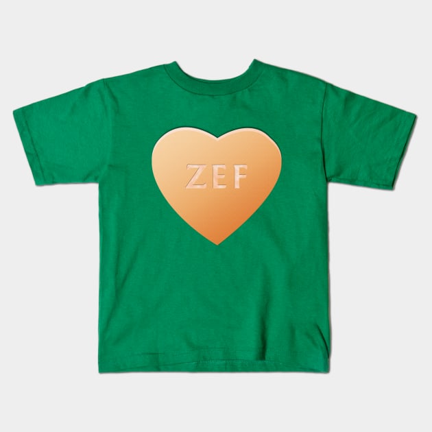 Zef Candy Heart - Orange Kids T-Shirt by LozMac